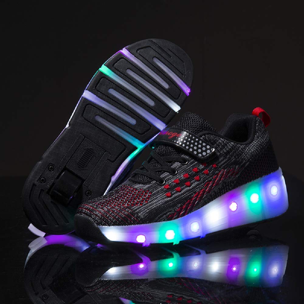SDSPEED 7 Colors LED Rechargeable Kids Roller Skate Shoes with Single Wheel Shoes Sport Sneaker