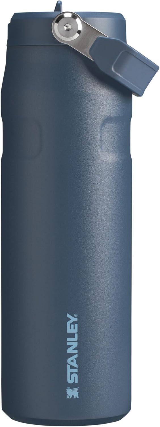 Stanley IceFlow Water Bottle 24 OZ - Insulated Stainless Steel with Built-In Straw | Lightweight & Leak-Resistant | Navy