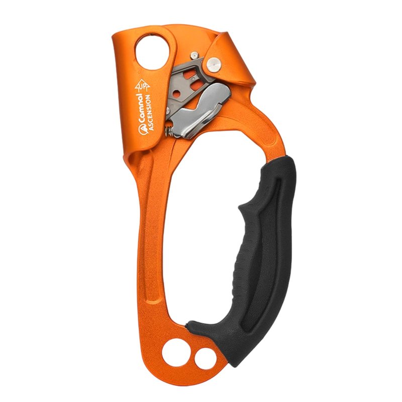 YAPJEB UIAA & CE Hand Ascender Aluminum Alloy for Climbing Mountaineering Rescue Caving Rigging Rappelling Tree Arborist - Ergonomic Rubber Handle, Fits 10-13mm Rope - R(Orange)