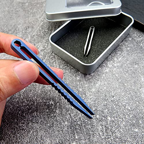 Mini Titanium Tweezers Set - 2pcs Portable EDC Tool - Blue