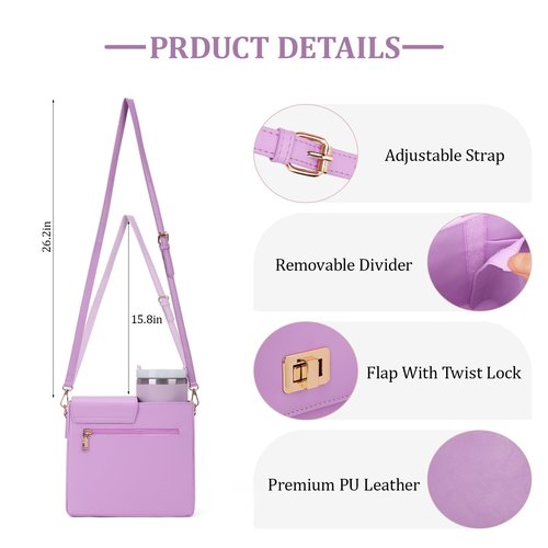 Stanley Purse,Water Bottle Bag Outdoor Portable Crossbody Bag Stanley Cup Holder with Strap Women's Shoulder Bags (Purple)