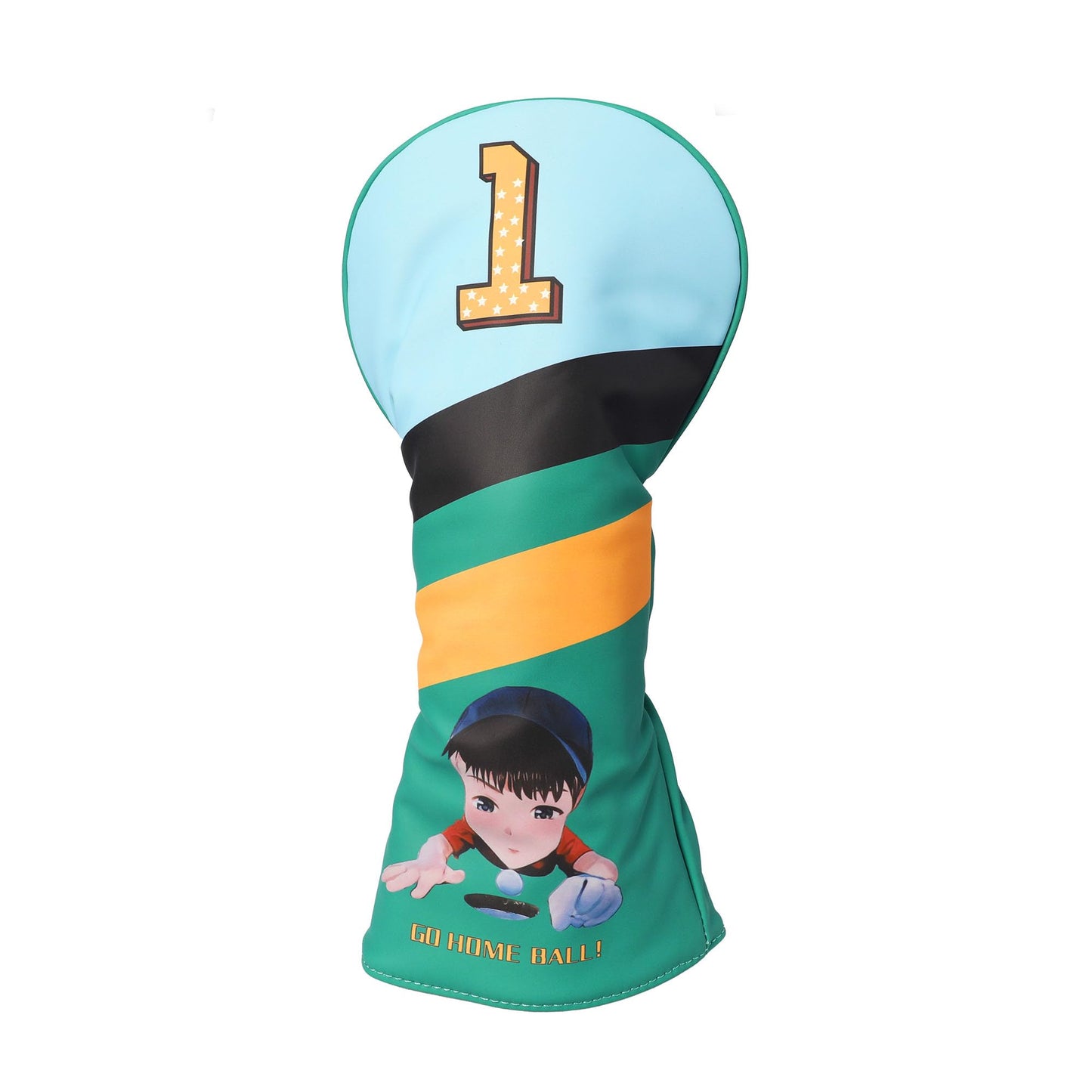 Golf Club Head Cover, Leather Golf Driver Head Covers 460CC with Replaceable Embroidery Badges (Go Home, Ball)