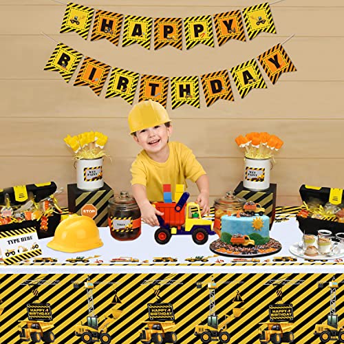 Construction Party Tablecloths - 4 Pack Plastic Table Covers 51x86"