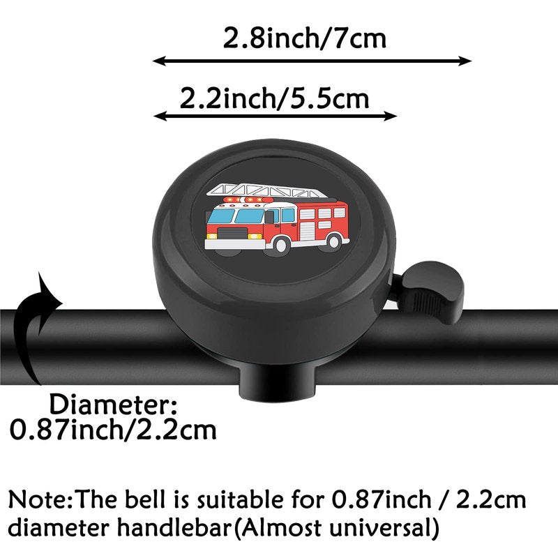 YeloYolker Kids Bike Bell, Cute Handlebar Ring Bell for Boys, Toddlers, Children's Bicycle Accessory for Tricycle, Scooter, Balance Bike(Fire Truck)