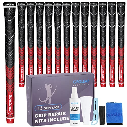 Geoleap Golf Grip Set of 13 with All Repair Kits - Midsize, All-Weather Traction