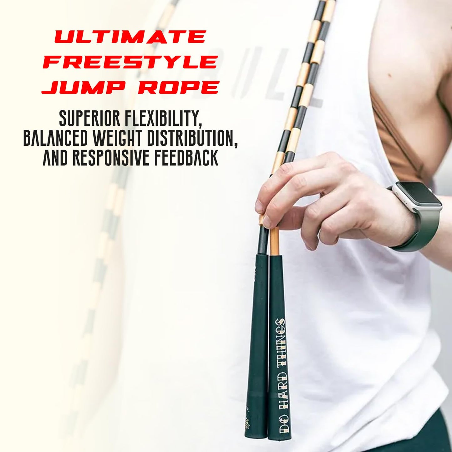 Elite Jumps Edge Beaded Adjustable Jump Rope, Do Hard Things
