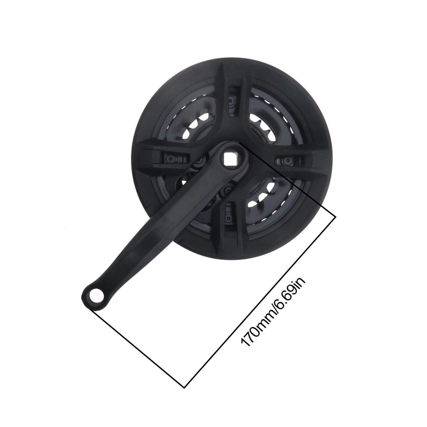 Micro Traders Mountain Bike Triple Crankset Kit 170mm Crank Arm Black 42/34/24T Chainrings with Bottom Bracket Fit for 5/6/7/8 Speed Most MTB