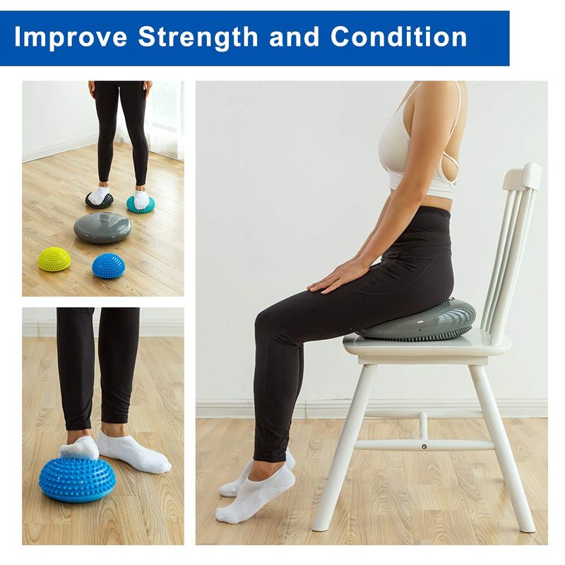StrongTek Hedgehog Balance Pod Kit - Set of 4 Balance Pods and 1 Wobble Cushion for Core Strength, Agility, and Stability Training, Includes Air Pump, Ideal for Physical Therapy, Rehabilitation