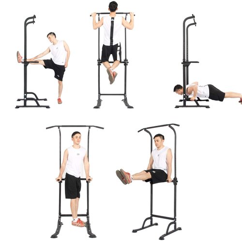 soges Power Tower Pull Up & Dip Station Multi-Function Home Strength Training Fitness Workout Station Height Adjustable, PSBB005-N