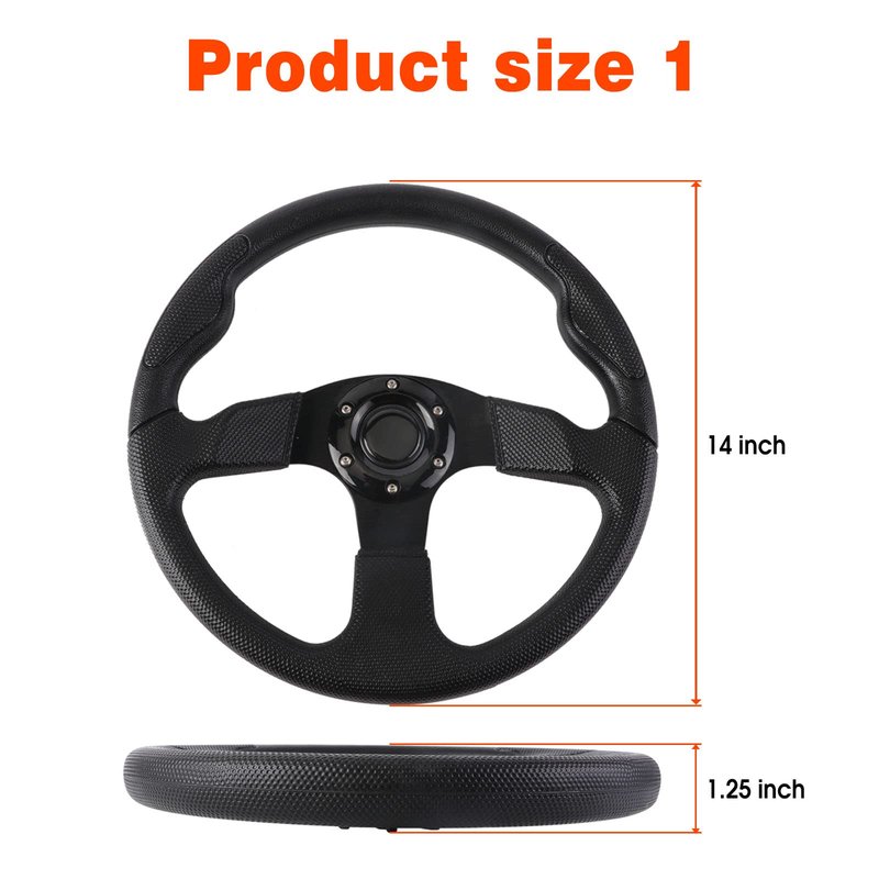 YEHICY 13.7" Golf Cart Steering Wheel for EZGO RXV TXT, Club Car DS, Club Car Precedent and Yamaha Universal Black EZGO Steering Wheel