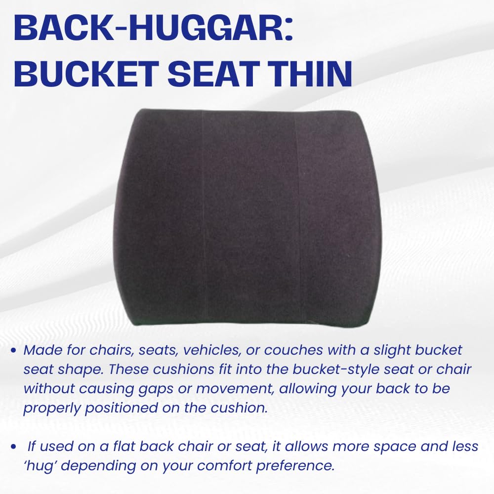 Bodyline Back-Huggar - Thin - Bucket Seat Style - The Original Lumbar Cushion Black