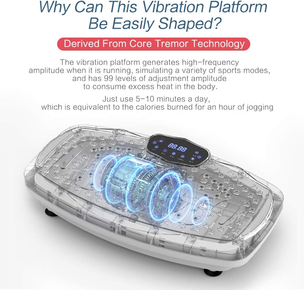 Nimto Vibration Plate Exercise Machine - Whole Body Fitness Platform with Bluetooth & Remote Control, 99 Levels