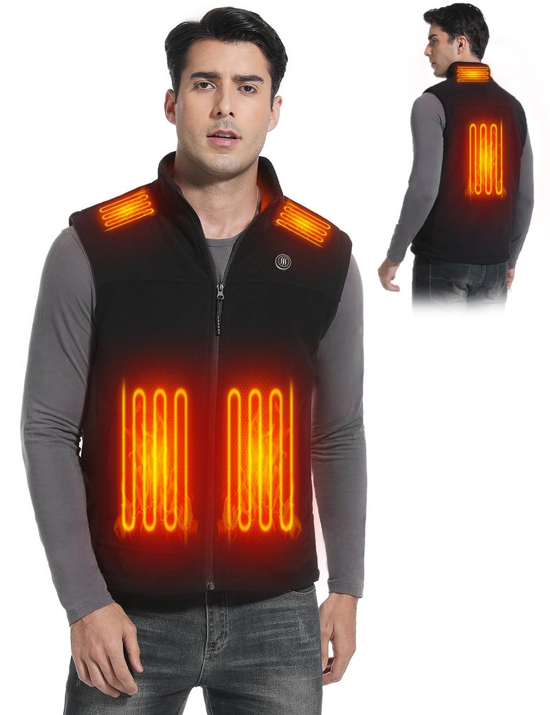 Vokora Heated Vest for Men with Battery Pack, Lightweight Fleece Electric Heating Vest for Winter Outdoor Hunting