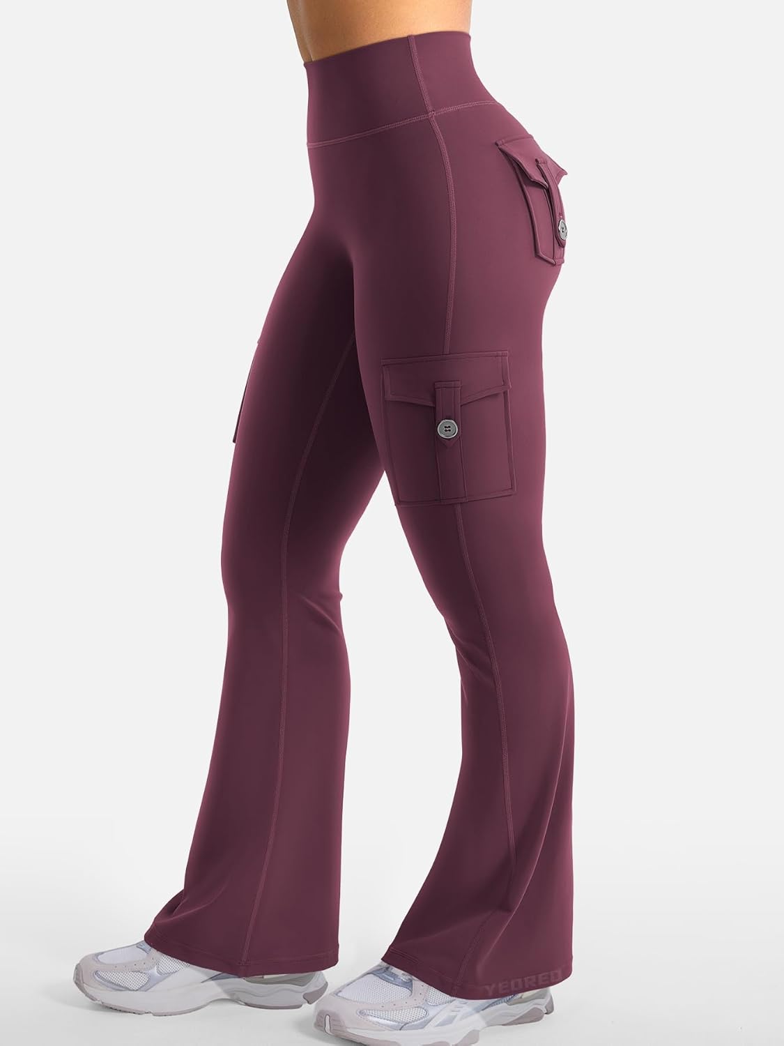 YEOREO CoreFlex Women's High-Waisted Flare Leggings - Hidden Pockets & No Front Seam | Gym & Yoga
