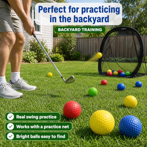 QEOCP 54-Pack Multicolor Foam Golf Practice Balls - Soft, Limited Flight + Ball Organizer Bag