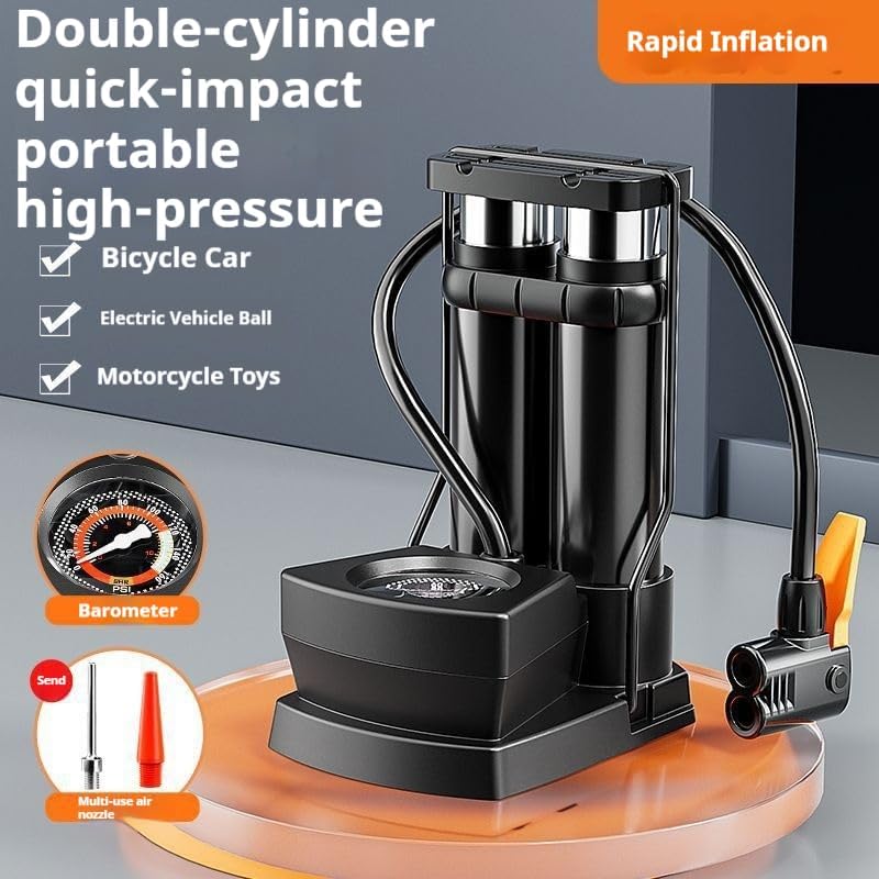 Skiennix Hand Pump - High-End Bicycle Air Pump with Gauge | Foot-Operated for Bikes & Balls
