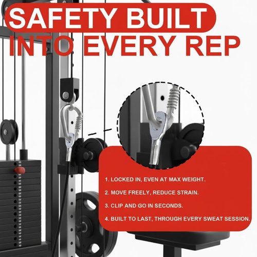 J Bryant Fitness Pulley Cable Replacement - 5mm(0.2inch) Heavy Duty Steel Wire Rope for Home Gym & Cable Machine Accessories Black/Red Cable for Weight Machine (Black, 115")