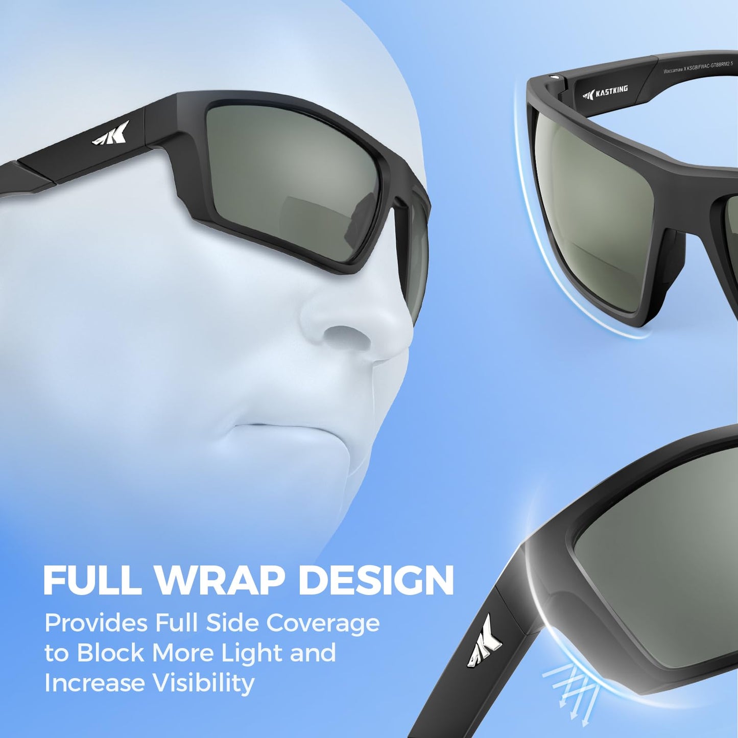 KastKing Waccamaw Bifocal Polarized Sunglasses, Bifocal x1.5 Magnifications, Polycarbonate Lenses, Full Wrap Frame Design, Sports Reader Sunglasses for Men & Women, UV400 Protection