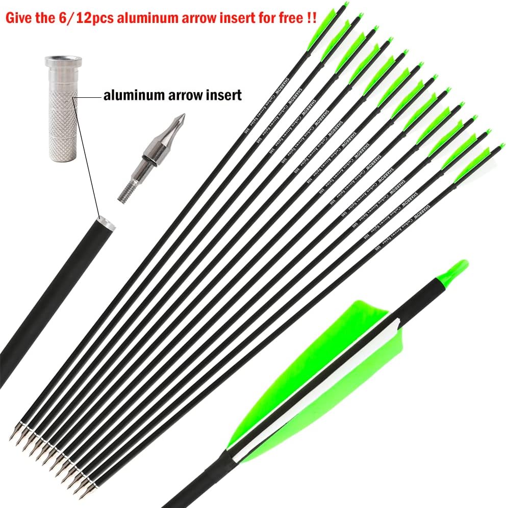ZSHJGJR 30-Inch Carbon Archery Arrows - 4” Turkey Feathers for Target Practice | Spine 500, 6/12pcs