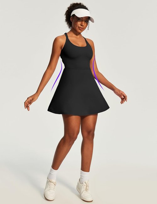 Heathyoga Tennis Dress for Women - Comfortable Athletic Dress with Built-In Shorts & Bra | Perfect for Golf & Workouts