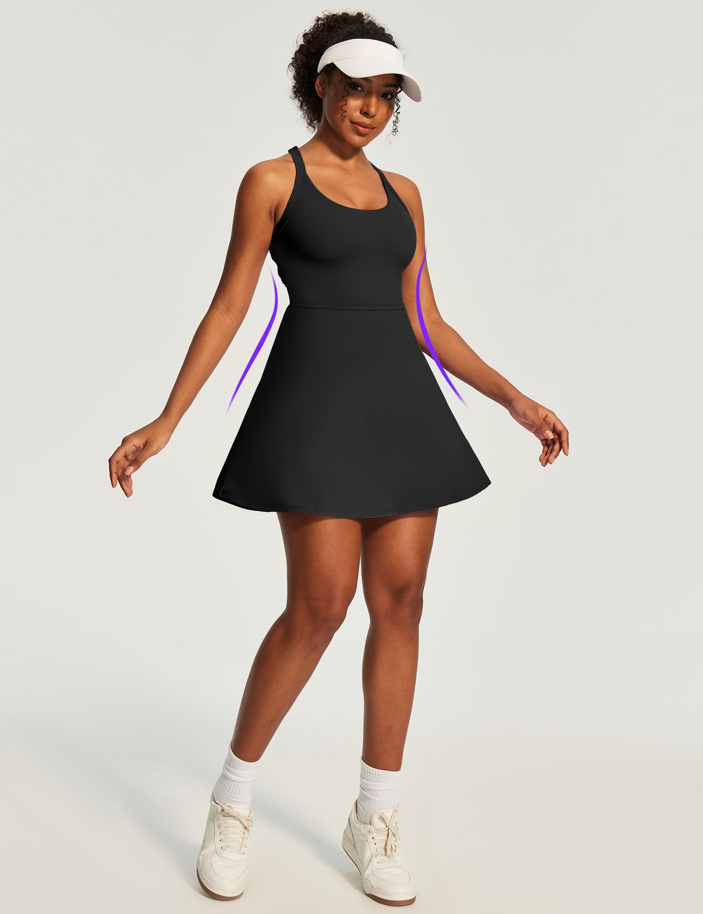 Heathyoga Easy Peasy Tennis Dresses for Women with Shorts Underneath and Bra Athletic Dress for Women Golf Workout Dress