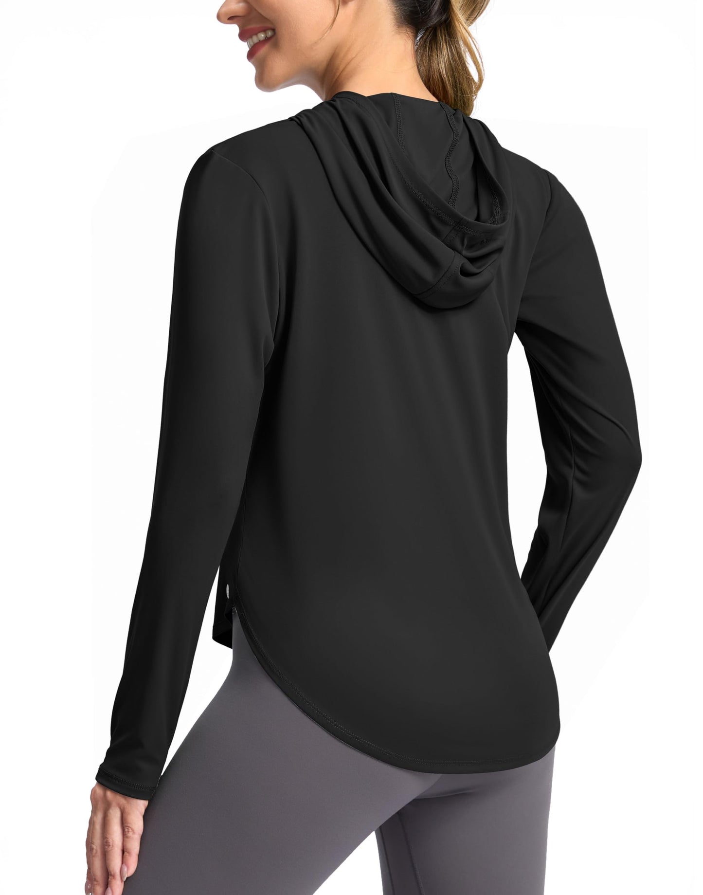 G Gradual Women's UPF 50+ Sun Shirt with Hoodie Long Sleeve UV Protection Shirts Lightweight Hiking Fishing Shirts for Women(Black,L)
