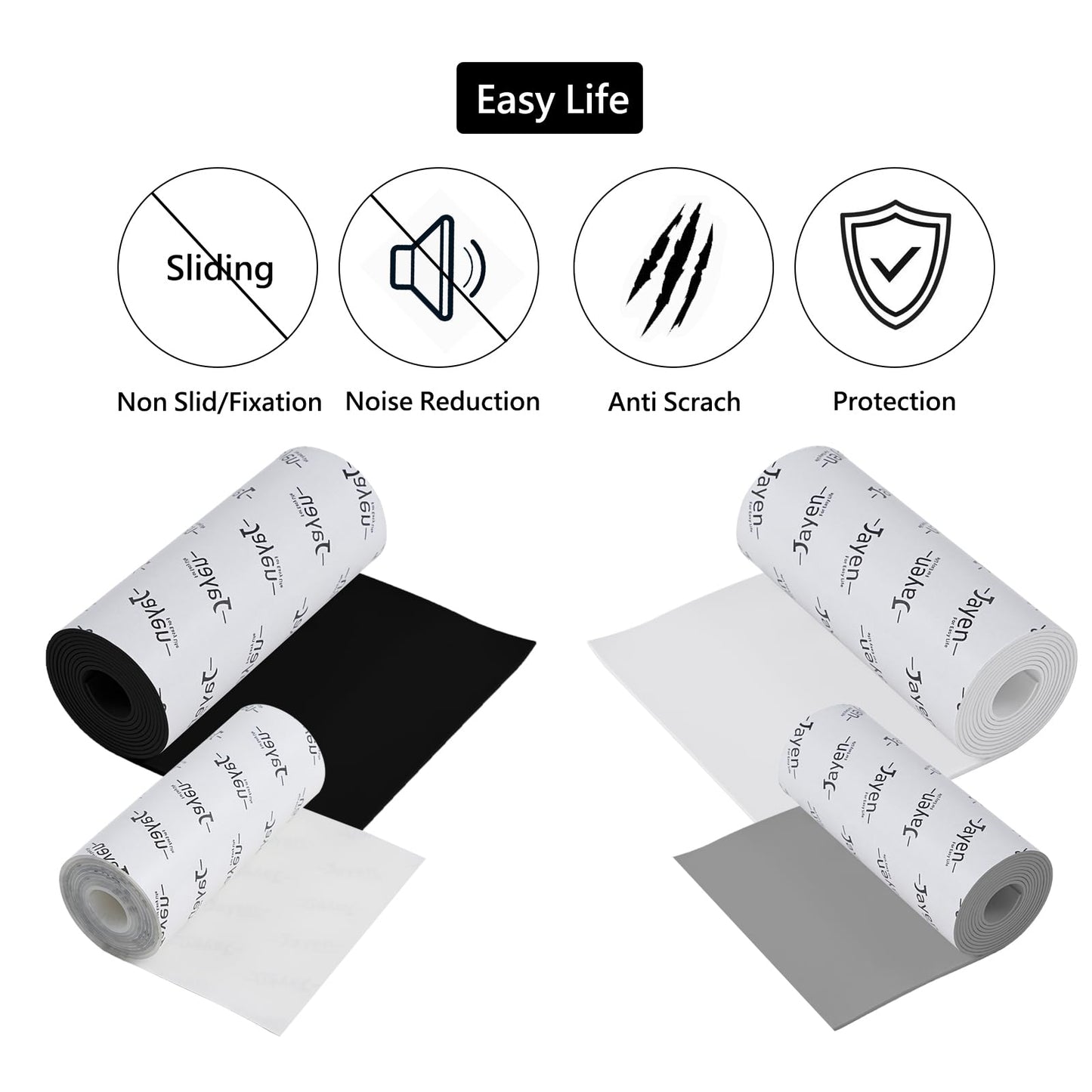 Non Slip Self Adhesive Silicone Cuttable Furniture Pads - 5x40 inch Anti-Sliding Rubber Floor Protectors for Any Furniture and Appliances