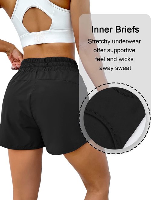 BMJL Women's Running Shorts - High Waisted Athletic Shorts with Zipper Pockets | 2.5" Summer Gym Style