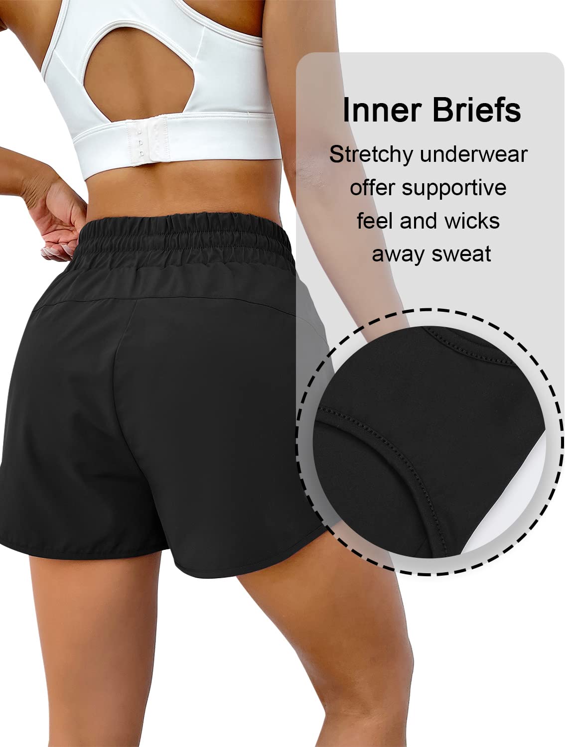 BMJL Women's Running Shorts 2.5" High Waisted Athletic Short Summer Gym Workout Short with Zipper Pockets(S,Black2)