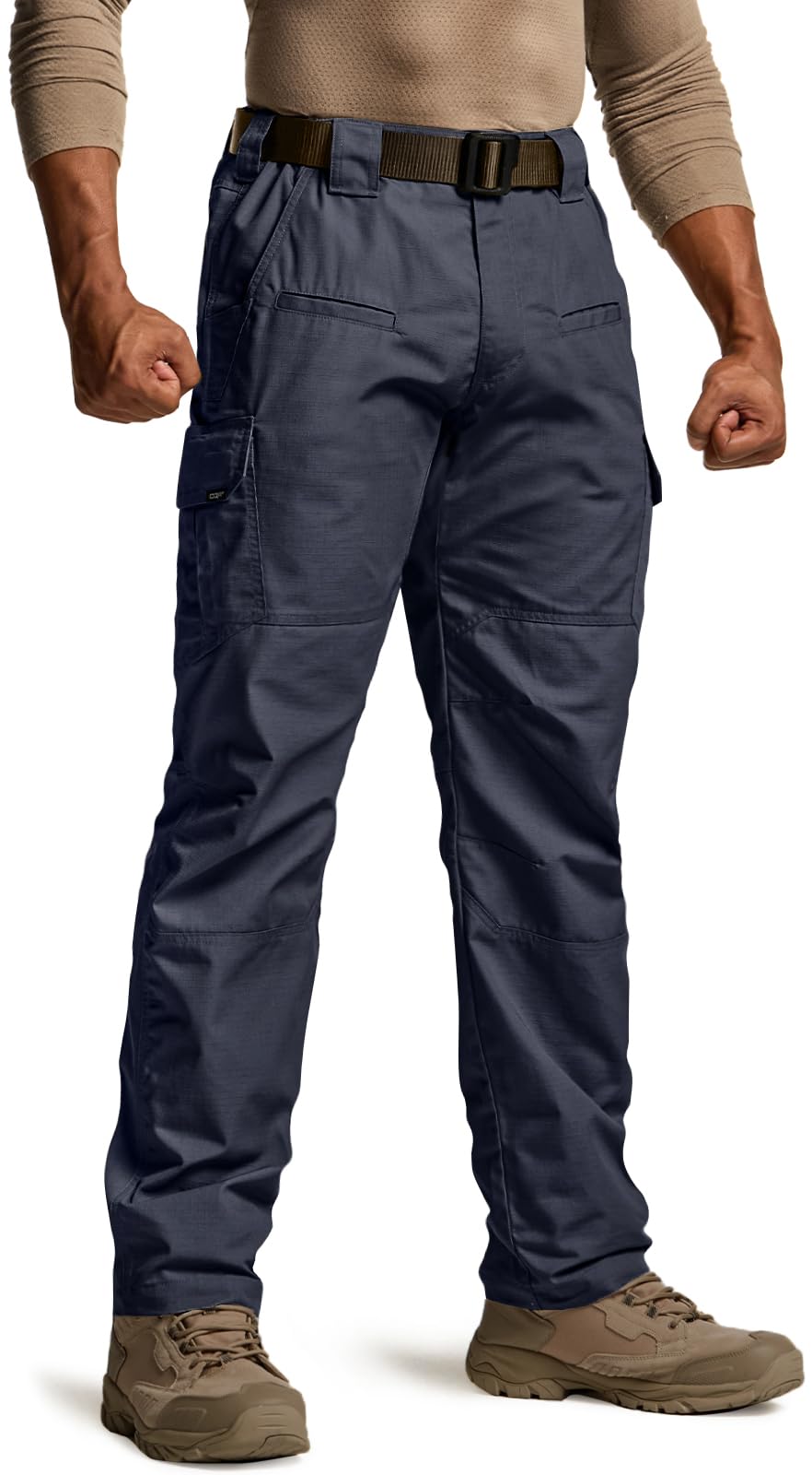 CQR Men's Tactical Pants, Water Resistant Ripstop Cargo Pants, Lightweight EDC Work Hiking Pants, Outdoor Apparel, Raider Police Navy, 30W x 32L