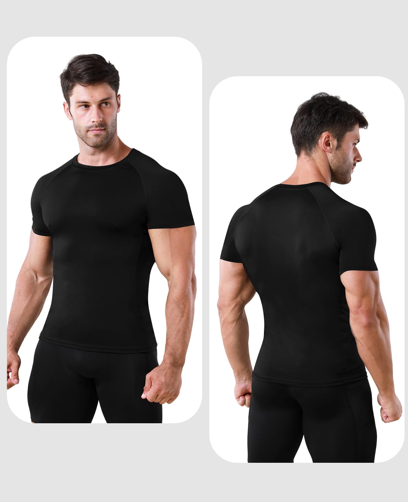 Niksa Men's Compression Shirts, Compression Shirts for Men Short Sleeve Athletic, Quick Dry Workout T Shirts Base Undershirt