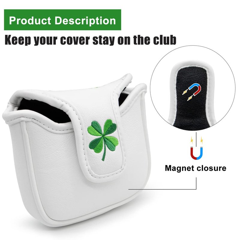 Golf Headcovers Live Lucky Golf Driver Covers Advanced Embroidery Fairway Wood Covers Hybrid Covers Mallet Blade Putter Head Covers Premium Leather Shamrock Golf Club Covers