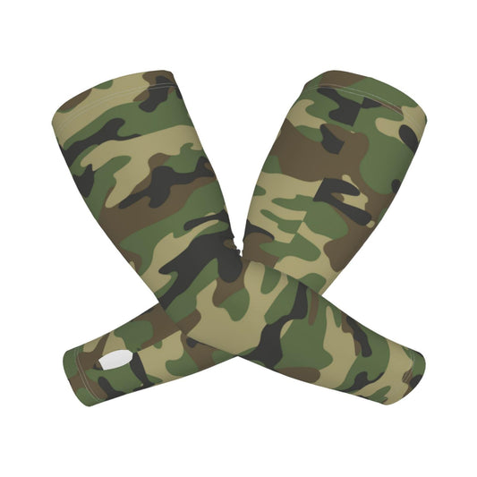 ANSGSD Green Camouflage Modern Gardening Sleeves With Thumb Hole For Women Men, Farm Sun Protection Thorn Proof Cooling Arm Sleeves To Cover Arms For Garden Sports