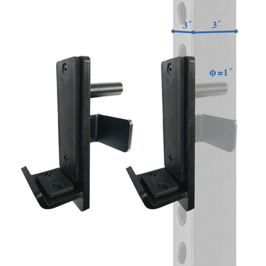 Power Rack Attachment Steel J Hooks for Power Racks fit 3x3 inches Square Tube with 1 inch Hole Power Cages Capacity of 800lb (Pair)