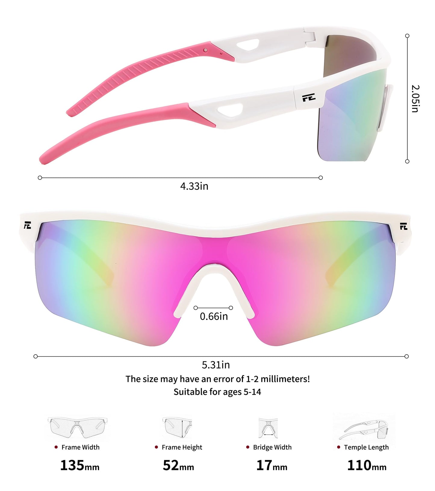 FEISEDY Kids Teens Baseball Polarized Sunglasses Sports TR90 Frame Boys Girls Cycling B2454