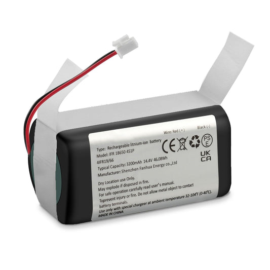 3200mAh RVBAT850 Replacement Battery for Shark Ion R75, AV752, AV751, RV761, R85, RV850, S87,RV700_N, RV720_N, RV851WV, RV871, RV1000S, RV1100VL, RV101AE, UR1000SR Vacuum Cleaners (2-Prong Connector)