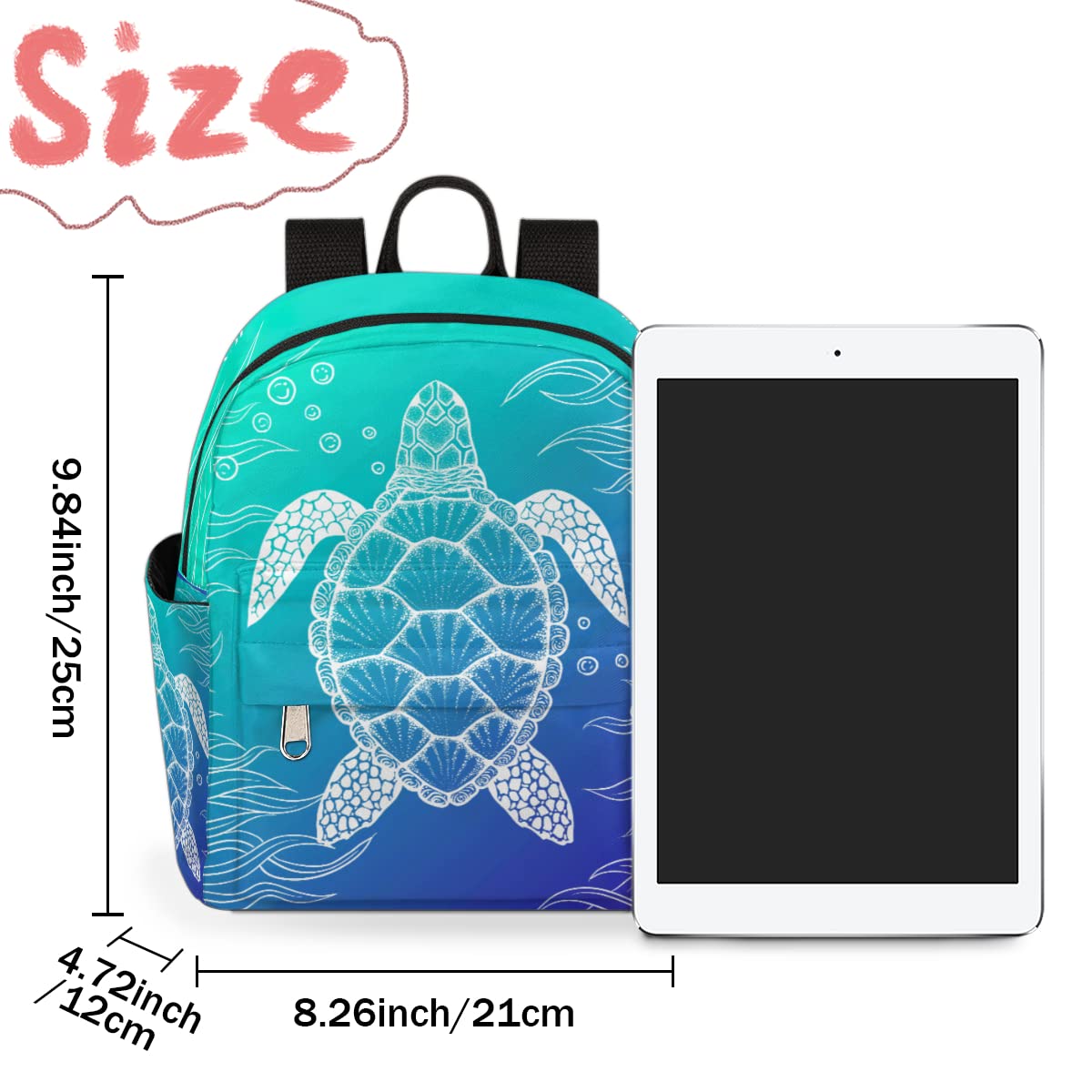 Ocean Turtle Mini Backpack Purse for Women, Sea Turtle Animals Lightweight Small Backpack Casual Travel Bag Daypack for Girls Children Teens Adult School Bag