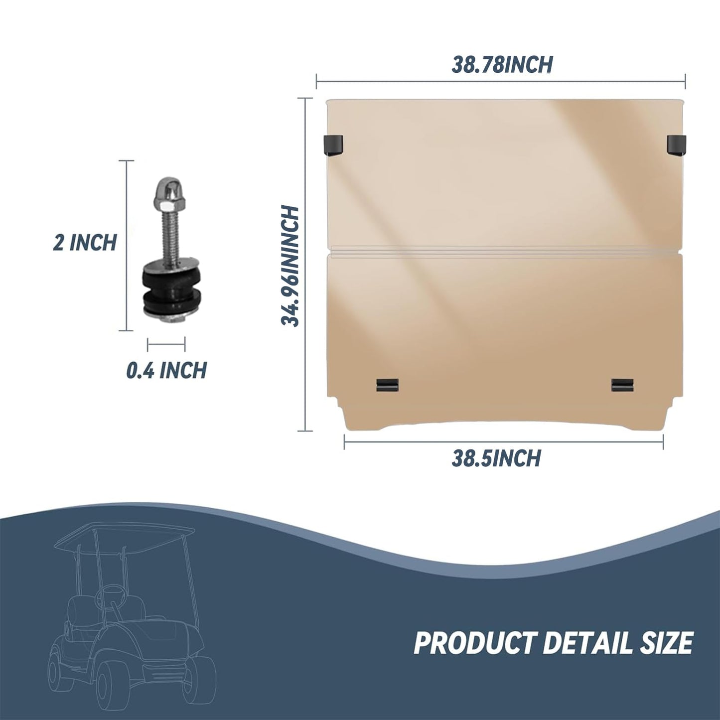Golf Cart Windshield For Yamaha G29/Drive 2007-2016, 3/16" (5MM) Thicken Foldable, Tinted UV Protection and Impact Resistant Acrylic - Tinted