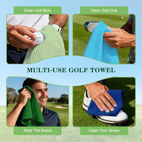 Juoqg for The Love of God Green Golf Towel, Funny Golf Bag Towel with Clip for Men, Golfing Accessories for Men, Retirement Birthday Gifts for Golfer, Golfing Thank You Gifts for Dad Grandpa Uncle
