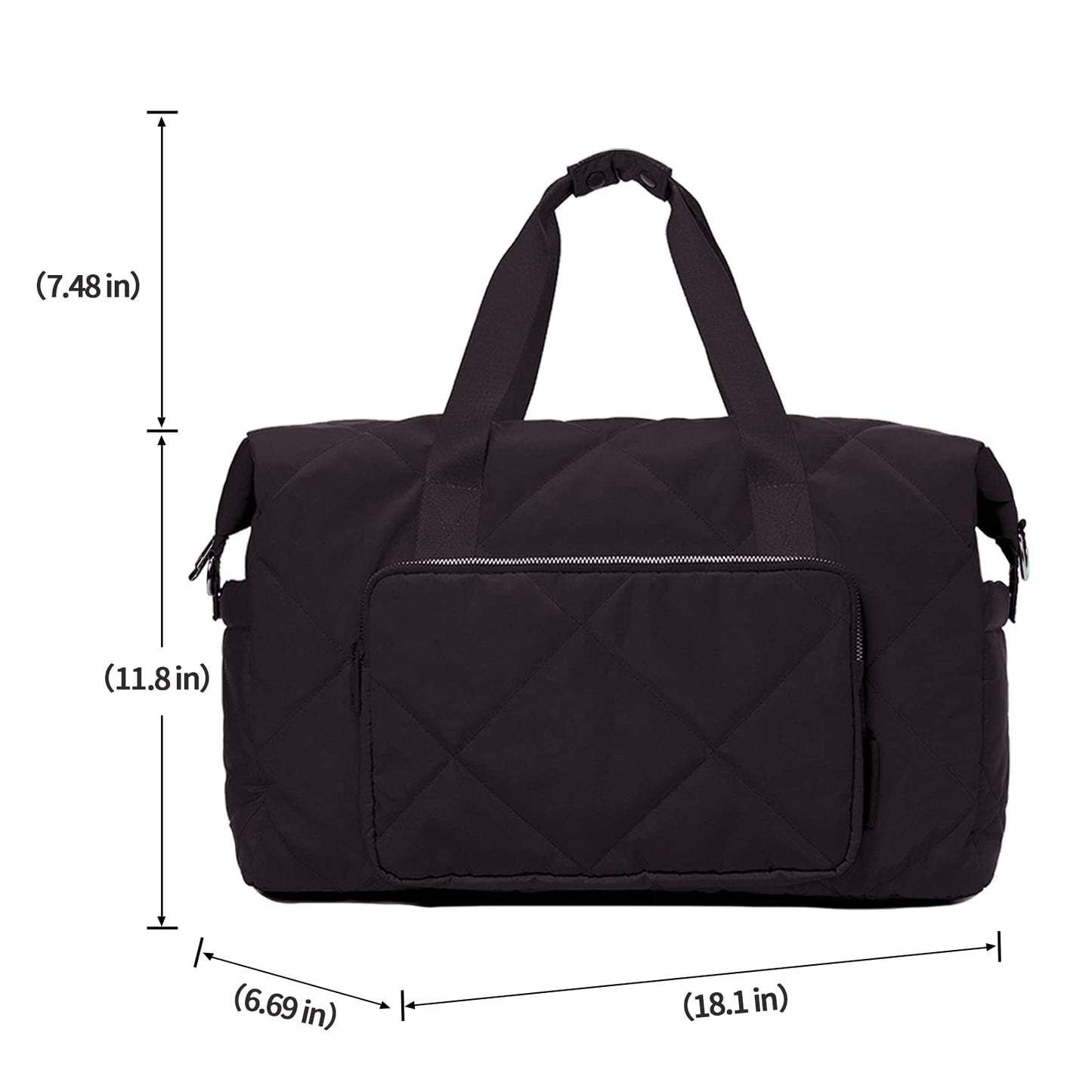 Sports Duffle Gym Bag for Women, Men- Lightweight Carry on Weekender Duffel Bag for Travel, Sports, Gym, Yoga - Water Resistant, Black