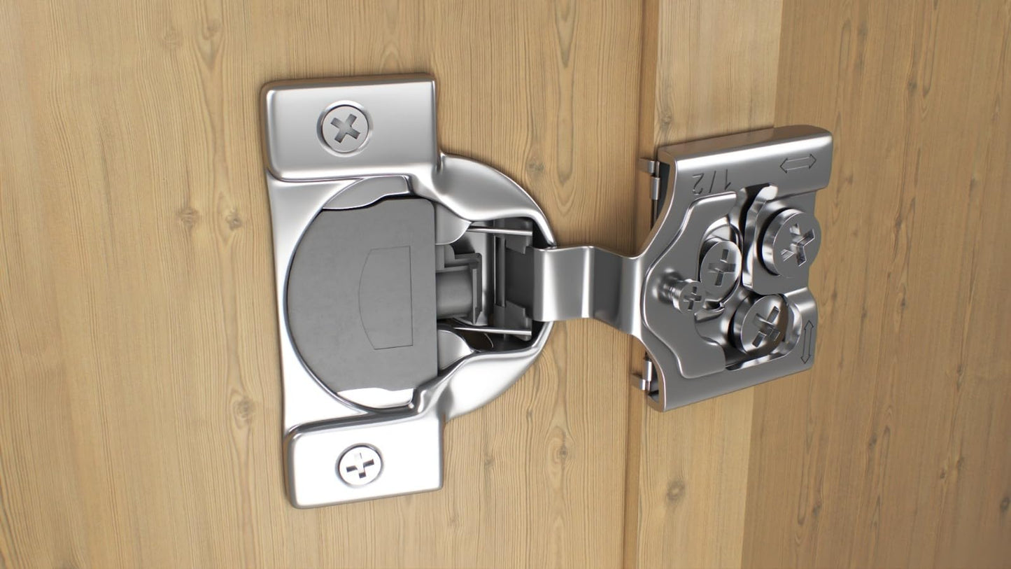 Berta 60-Pack, 1/2 inch Overlay Soft Closing Face Frame Cabinet Hinges, 105 Degree 6-Ways 3-Cam Adjustment Concealed Kitchen Cabinet Door Hinges with Screws (1/2 in. Overlay, 60 Pieces)