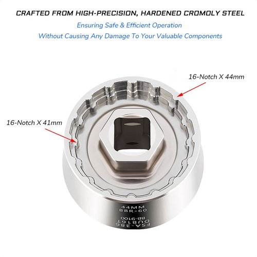KIEVODE 5-in-1 Bike Bottom Bracket Tool for 12/16-Notch 39/41/44/46/49mm External Cups Lockring Install Removal - for Shimano, SRAM, FSA, Rotor, Chris King, Hawk Racing, Campagnolo, Truvativ GXP, etc
