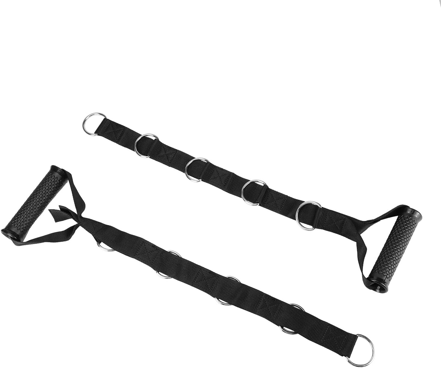 QWORK Fitness Metal Gym Handles - Heavy-Duty Adjustable D-Ring Buckles for Pulley Systems | Perfect for Shoulder, Biceps, and Triceps Exercises