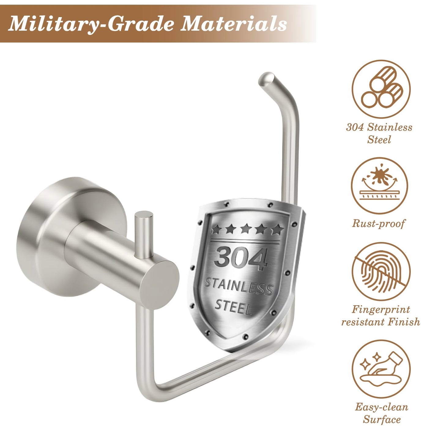 Aneder Brushed Silver Toilet Paper Holder, Stainless Steel Toilet Roll Holder Wall Mounted with Drill Installation, Fingerprint-Resistant & Rustproof Bathroom Tissue Holder