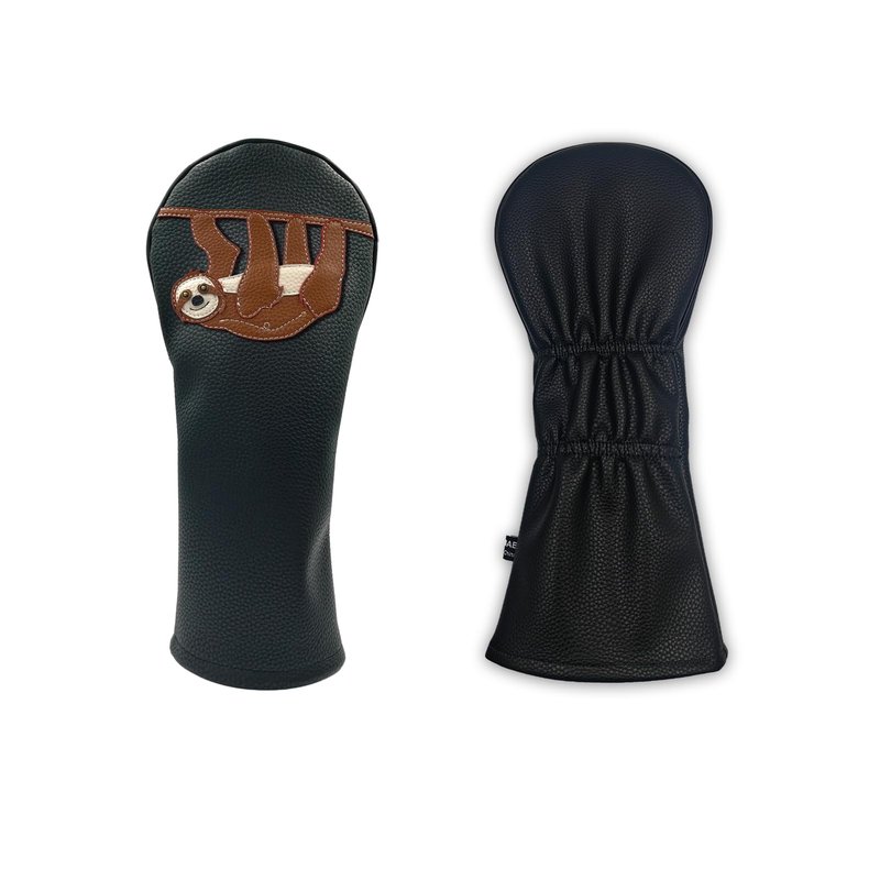 Sloth PU Leather Golf Club Covers Driver Headcovers Fairway Woods Hybrid Protector with Interchangeable Number Tag