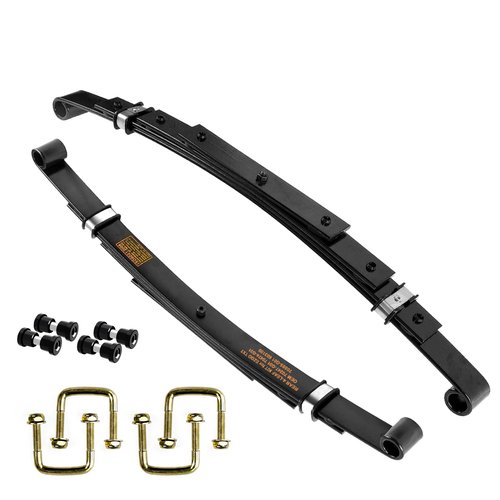 iLSKW Heavy Duty Golf Cart Rear 4-Leaf Spring Kit for EZGO TXT/Medalist Electric 1994-2013 & Gas 1996-2008 Golf Carts, with Bushings Sleeves and U Bolts, Replace OEM# 74207-G01