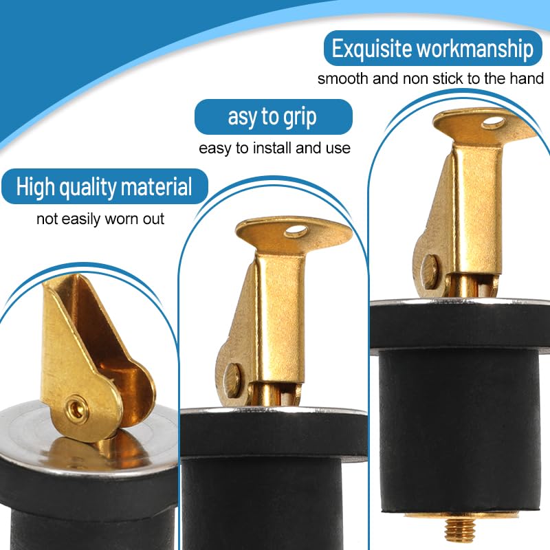 Ciweisah 3/8 Inch Brass Boat Drain Plug - Expandable Deck Snap Handle (2 Pack)