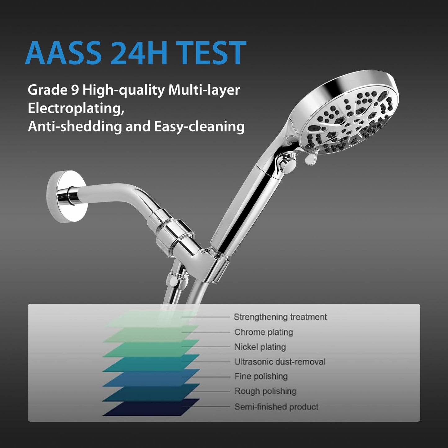 Adjustable Shower Head Holder for Handheld Shower Head Chrome Adjustable Shower Arm Mount for Connecting Shower Arm and Shower Hose, 1/2 Inch IPS Female Inlet and Male Outlet