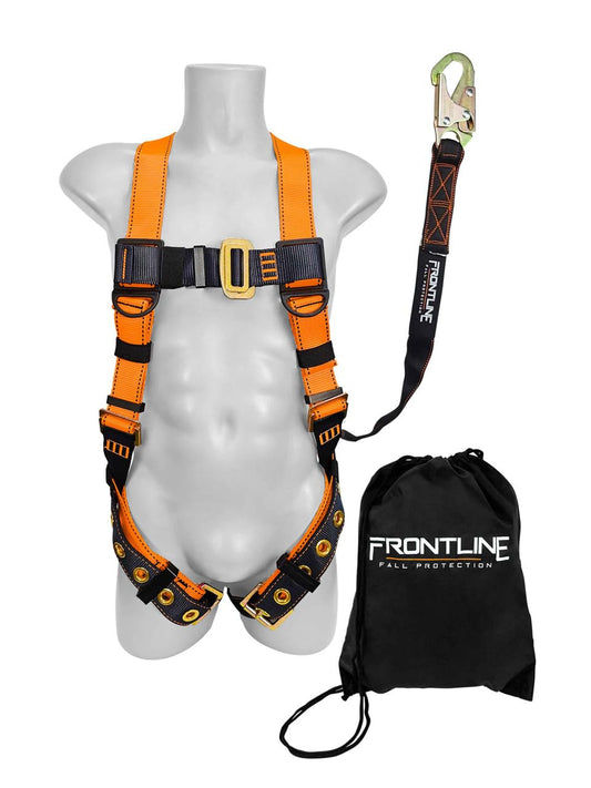 Frontline K100-61S Combat™ Compliance Kit | Harness 5 point |Meets or exceeds ANSI-OSHA standards (Harness, 6' Single Snap Hook)