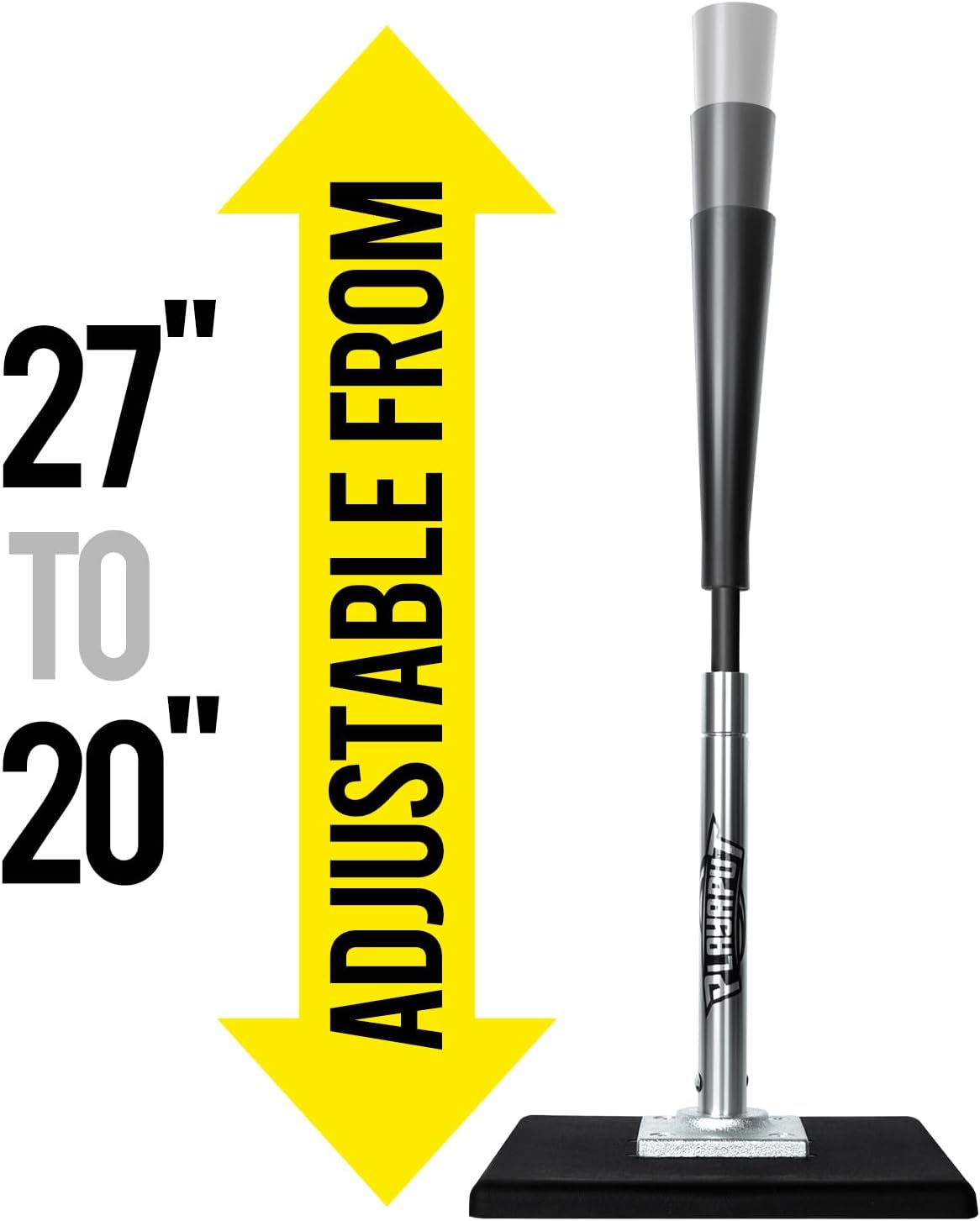 PLAYAPUT Baseball Batting Tee - Height Adjustable 20-27 Inches for Kids | Durable Rubber Top & Heavy-Duty Base